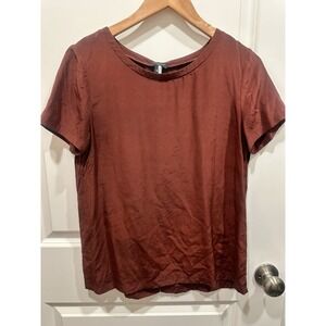 Ann Taylor Maroon Top 100% Silk Medium